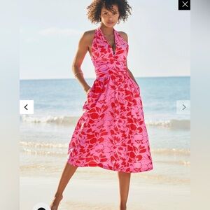 Boston Proper Cabana Floral Halter Fit And Flare Dress